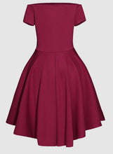 Load image into Gallery viewer, Off Shoulder Sleeve Flared Swing Party Skater Summer Dress