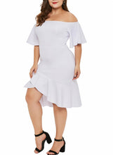 Load image into Gallery viewer, Off Shoulder Plus Size Dress with Ruffles
