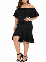 Load image into Gallery viewer, Off Shoulder Plus Size Dress with Ruffles
