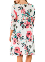 Load image into Gallery viewer, Floral Long Sleeve A-Line Tunic Dress
