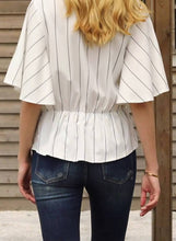 Load image into Gallery viewer, Striped Front Twist Loose Blouse