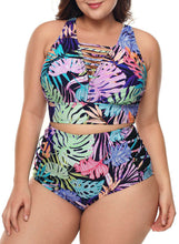 Load image into Gallery viewer, Tropical High Waisted 2pcs Tankini Set