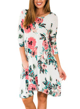 Load image into Gallery viewer, Floral Long Sleeve A-Line Tunic Dress
