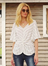 Load image into Gallery viewer, Striped Front Twist Loose Blouse