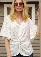 Load image into Gallery viewer, Striped Front Twist Loose Blouse