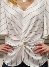 Load image into Gallery viewer, Striped Front Twist Loose Blouse