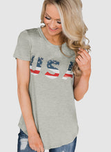 Load image into Gallery viewer, USA Flag Short Sleeve Tee Top