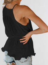 Load image into Gallery viewer, Spaghetti Strap Ruffled Belted Tank Top