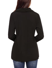 Load image into Gallery viewer, Button Detail Asymmetric Cowl Neck Sweatshirt