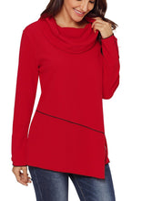 Load image into Gallery viewer, Button Detail Asymmetric Cowl Neck Sweatshirt