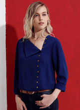 Load image into Gallery viewer, Collar Asymmetric Button Down Blouse