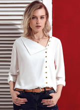 Load image into Gallery viewer, Collar Asymmetric Button Down Blouse