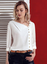 Load image into Gallery viewer, Collar Asymmetric Button Down Blouse