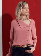 Load image into Gallery viewer, Collar Asymmetric Button Down Blouse