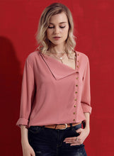 Load image into Gallery viewer, Collar Asymmetric Button Down Blouse