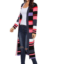 Load image into Gallery viewer, Striped Colorblock Open Front Long Cardigan