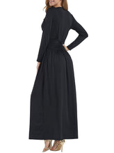 Load image into Gallery viewer, Vintage Inspired V-neck Long Sleeve Maxi Dress