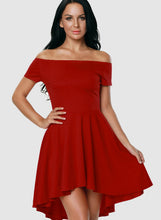 Load image into Gallery viewer, Off Shoulder Sleeve Flared Swing Party Skater Summer Dress