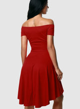 Load image into Gallery viewer, Off Shoulder Sleeve Flared Swing Party Skater Summer Dress
