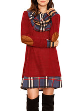 Load image into Gallery viewer, Plaid Elbow Patch Cowl Neck Dress