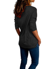 Load image into Gallery viewer, Wrap V Neck Ruched Long Sleeve Top