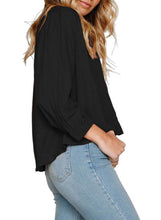 Load image into Gallery viewer, Button Down V Neck Chunky Linen Top