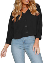 Load image into Gallery viewer, Button Down V Neck Chunky Linen Top