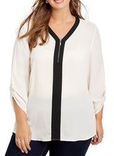 Load image into Gallery viewer, Zipper Front Plus Size Blouse