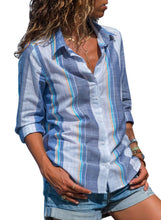Load image into Gallery viewer, Striped Long Sleeve Front Knot Shirts
