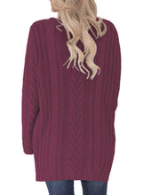 Load image into Gallery viewer, Button the Deep V Front Cable Sweater Cardigan