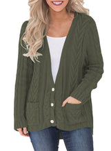 Load image into Gallery viewer, Button the Deep V Front Cable Sweater Cardigan