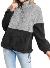 Load image into Gallery viewer, Color Block Zip High Neck Fleece Sweatshirt