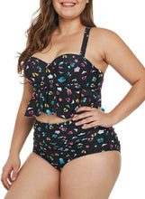 Load image into Gallery viewer, Tropical Ruffled High Waisted 2pcs Swimwear