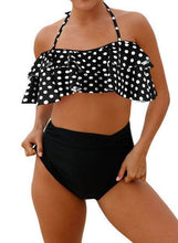 Load image into Gallery viewer, Thin Shoulder Straps Ruched High-waisted Bikini Swimsuit