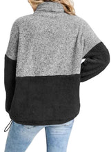 Load image into Gallery viewer, Color Block Zip High Neck Fleece Sweatshirt