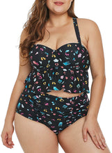 Load image into Gallery viewer, Tropical Ruffled High Waisted 2pcs Swimwear