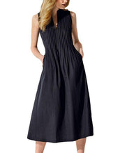 Load image into Gallery viewer, V Neck Pleated Sleeveless Dress