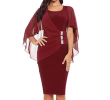 Load image into Gallery viewer, Waist Pleats Rhinestone Detail Midi Dress