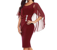 Load image into Gallery viewer, Waist Pleats Rhinestone Detail Midi Dress