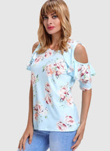 Load image into Gallery viewer, Floral Cold Shoulder Top with Ruffle Sleeve