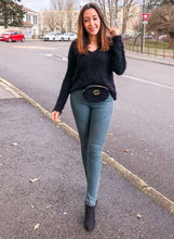 Load image into Gallery viewer, Patched Ruched Zip Bottom Skinny Jeans
