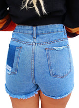 Load image into Gallery viewer, Washed High Waisted Distressed Denim Shorts