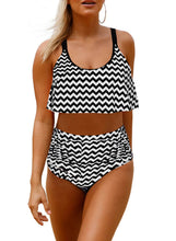 Load image into Gallery viewer, Thin Shoulder Straps Ruched High-waisted Bikini Swimsuit