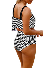 Load image into Gallery viewer, Thin Shoulder Straps Ruched High-waisted Bikini Swimsuit