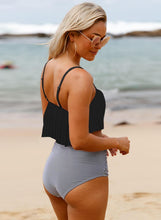 Load image into Gallery viewer, Thin Shoulder Straps Ruched High-waisted Bikini Swimsuit