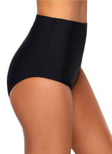 Load image into Gallery viewer, Solid Black Retro High Waist Swim Bottom