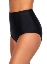 Load image into Gallery viewer, Solid Black Retro High Waist Swim Bottom