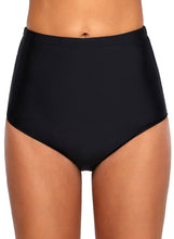 Load image into Gallery viewer, Solid Black Retro High Waist Swim Bottom