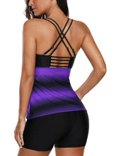 Load image into Gallery viewer, Ombre Print Strappy Tankini and Short Set
