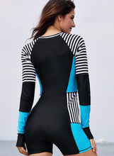 Load image into Gallery viewer, Striped Color Block Romper Rashguard